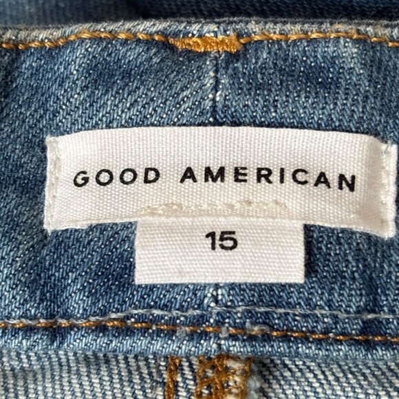NWOT GOOD AMERICAN Good Curve Straight Jeans 15 Ultra High Rise Distressed Hem - Picture 11 of 13